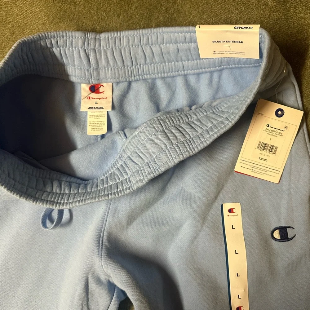 Champion Light Blue Men’s Fleece Joggers with Drawstring